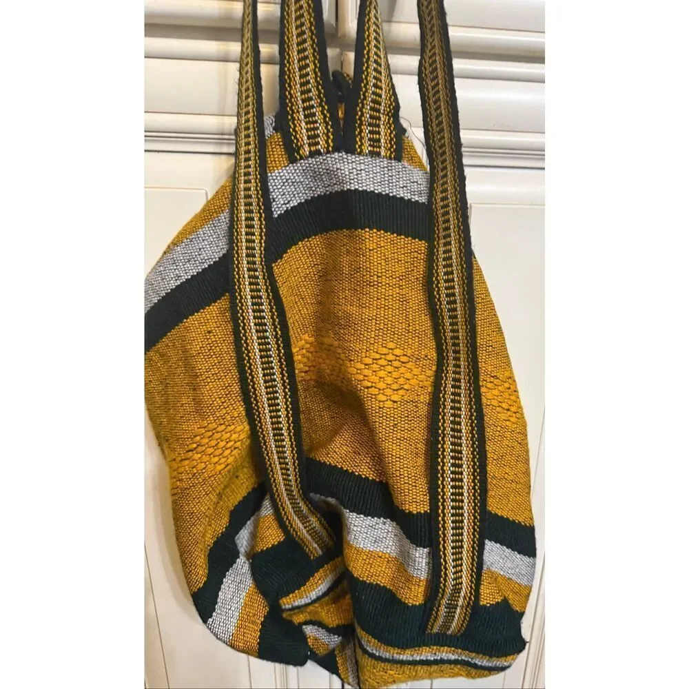Unisex Large Yellow Black Striped Green Bay Packers NFL Woven Baja Backpack Bag